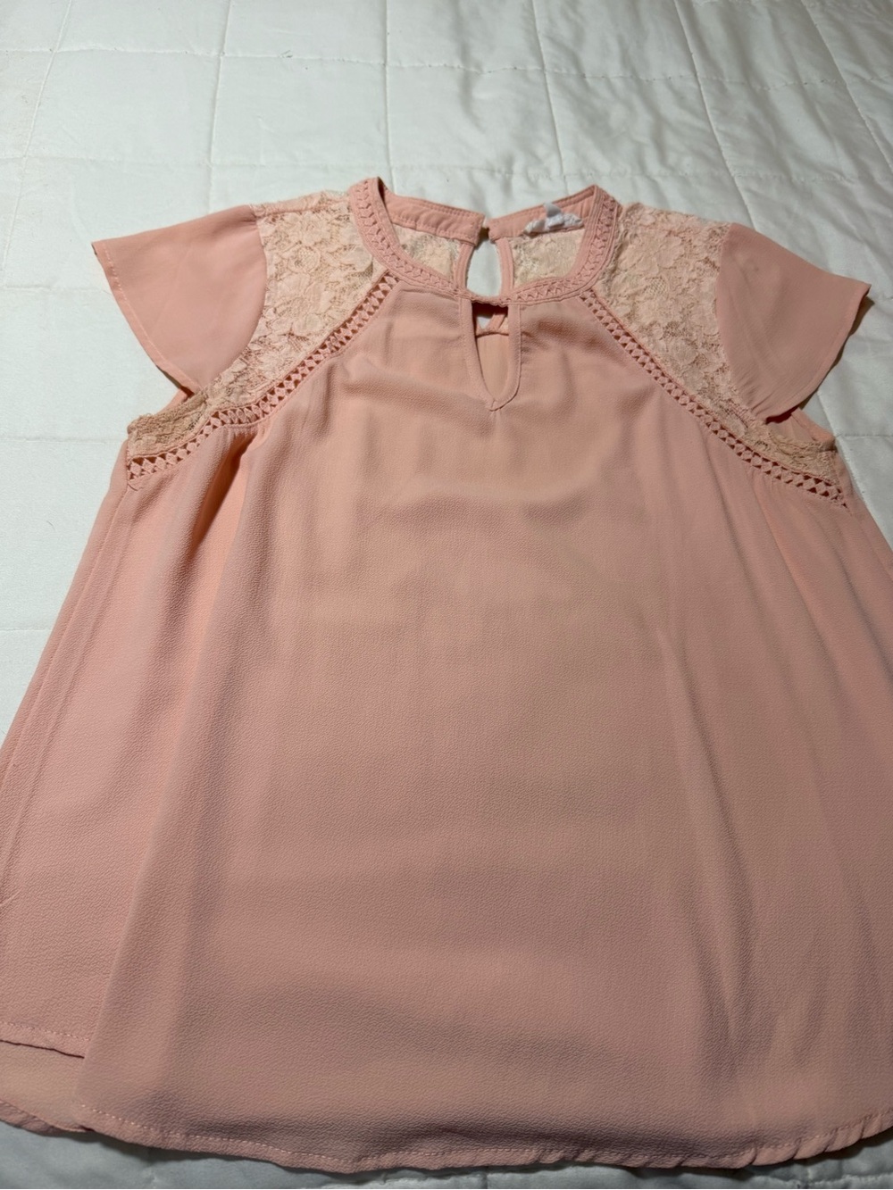 a'gaci Pale Pink Lace Trim Blouse